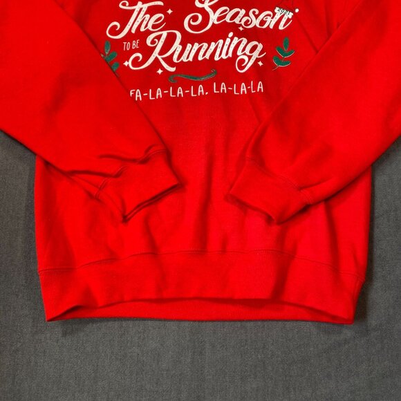 Gildan Red Tis The Season To Be Running Crewneck Sweatshirt Toys For Tots Unisex - Picture 2 of 9